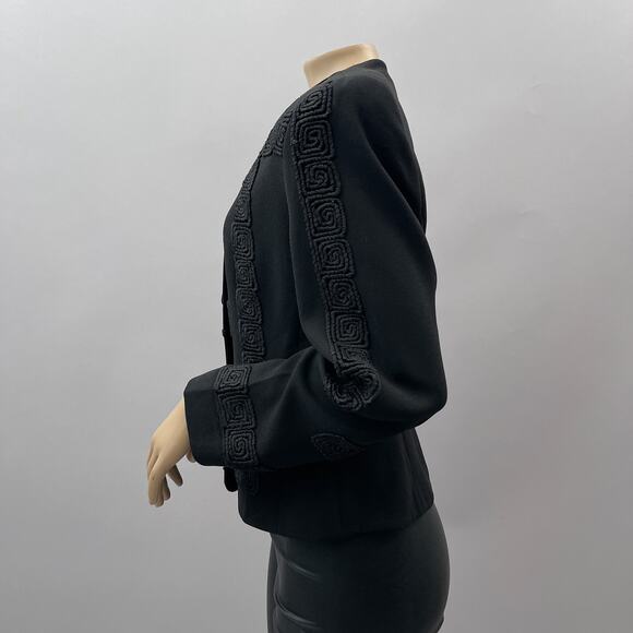 Orlando Rossi Vtg Blazer Women 8 Black Jacket Short 80s Aztec Southwest Career - Picture 3 of 10